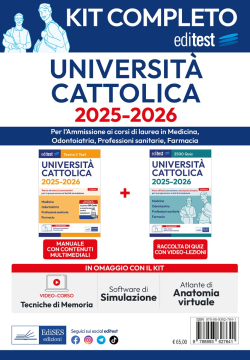Test Cattolica 2025: kit completo per Medicina, Odontoiatria, Professioni Sanitarie e Farmacia